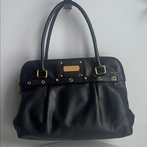 Marc Jacobs Made in Italy Black Leather Satchel with Gold Accents